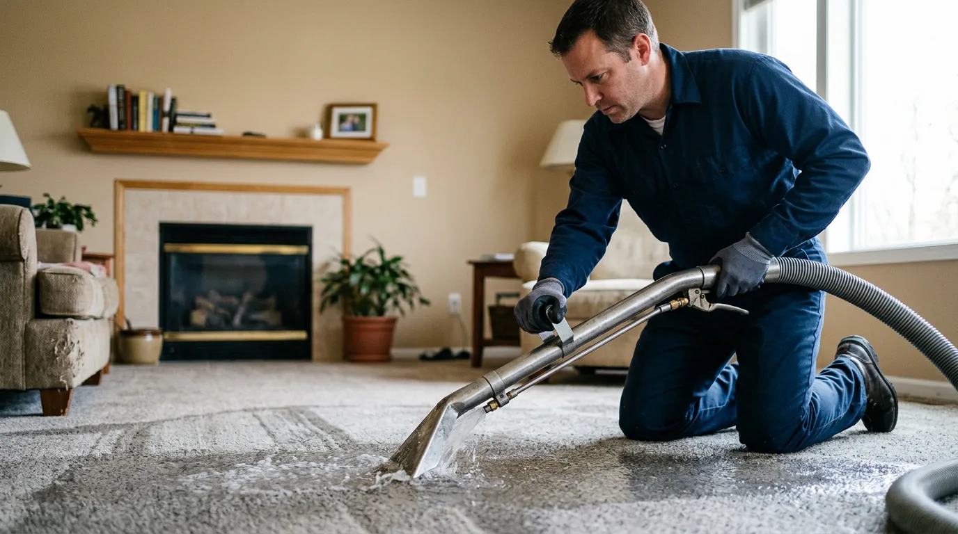 Water damage restoration technician working near Dingmans Ferry, PA